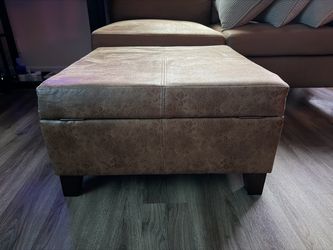 Vegan Leather Ottoman with Storage