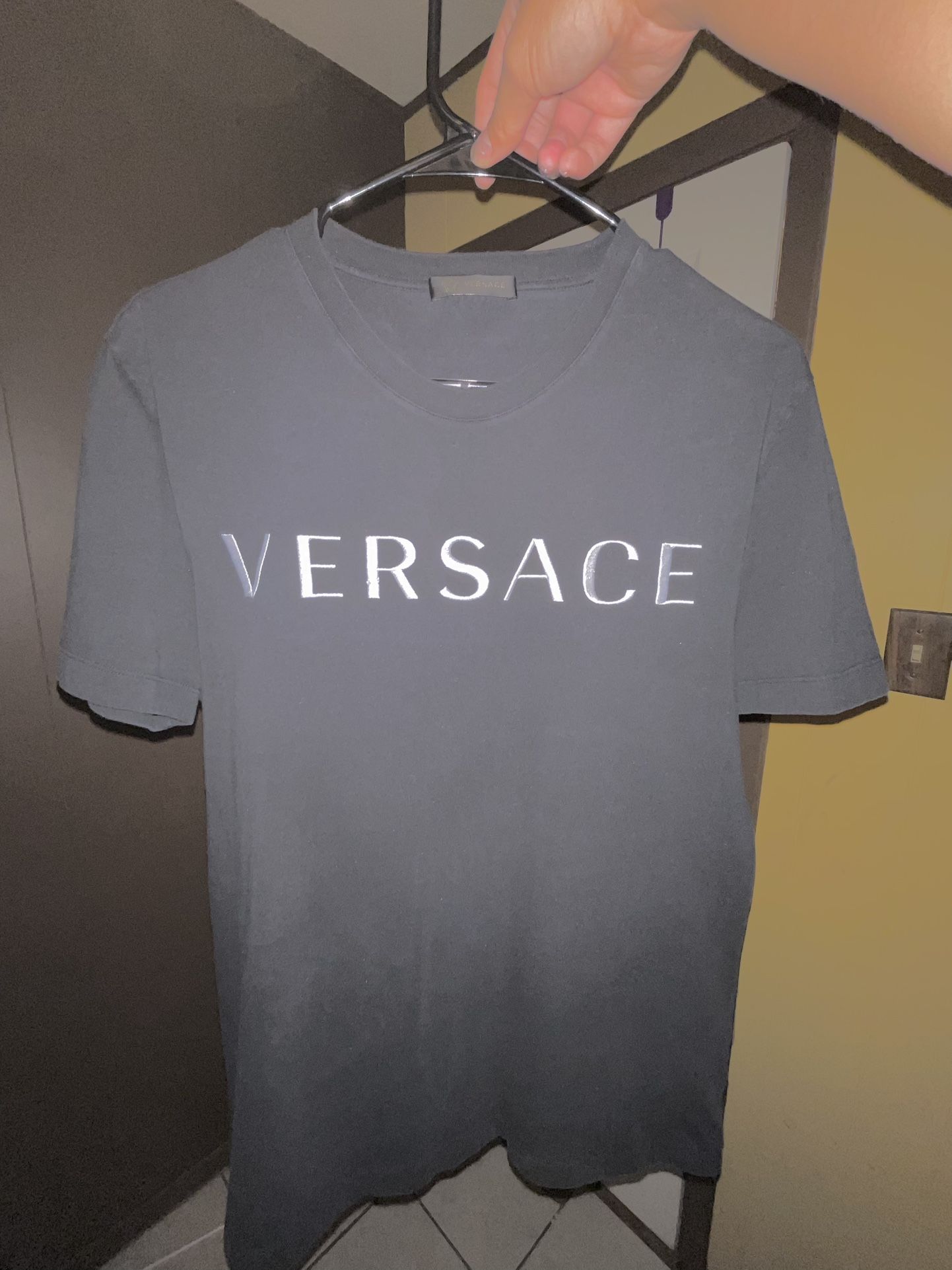 BLACK VERSACE EMBROIDERED TEE