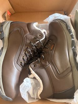 Mens Brown Waterproof Lace-Up Winter Boots