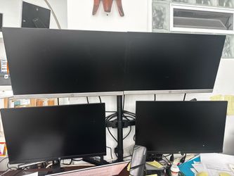4 arm monitor mount and monitors