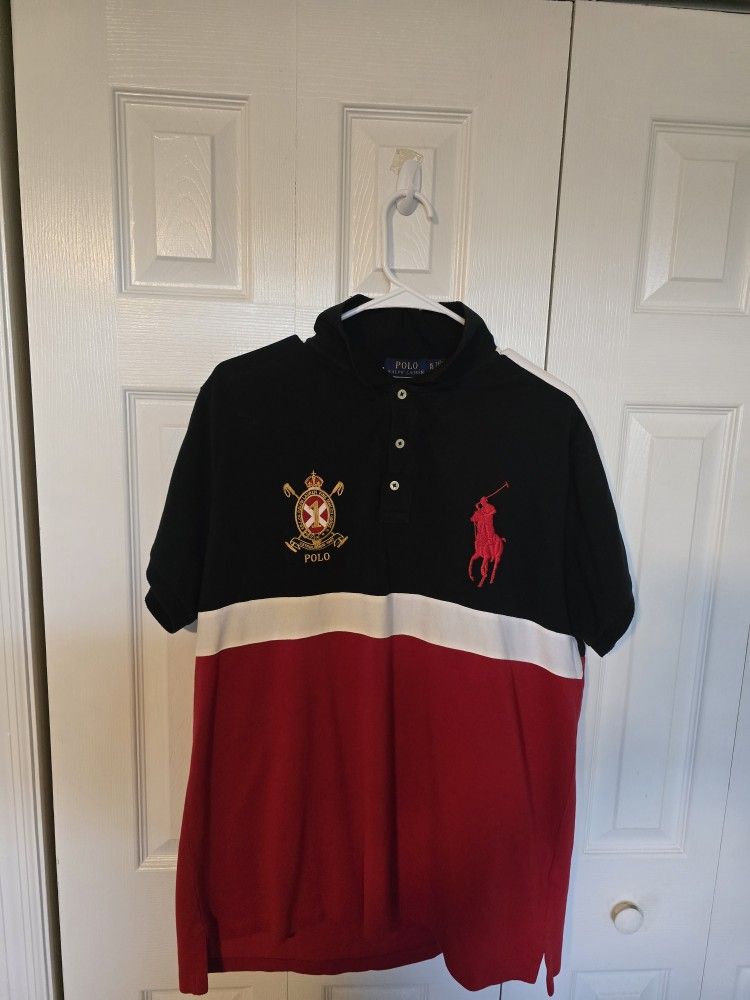 Ralph Lauren Black Polo with Gold Emblem XL Custom Slim Fit New