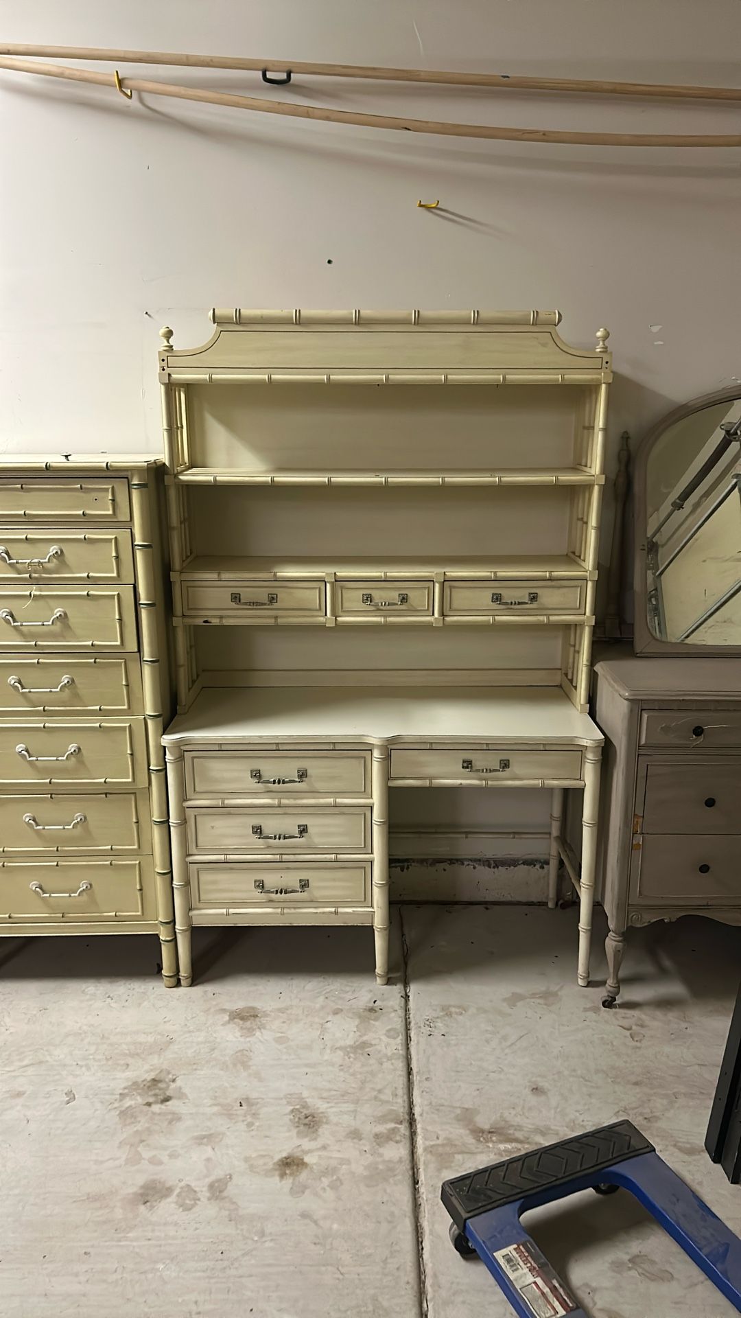 Henry link Bali Hai Faux Bamboo Desk With Top Hutch