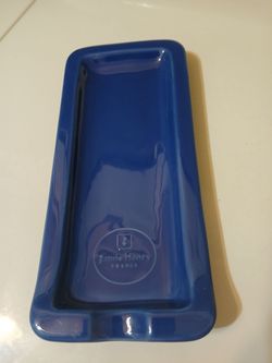 Vintage Emile Henry cobalt blue ceramic spoon rest 8.75" x4". No chips or cracks