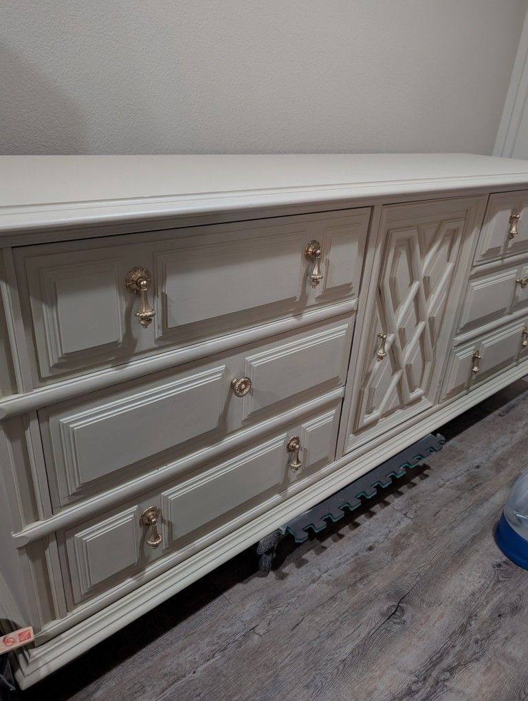 gray wood dresser Hollivern Six Drawer Dresser