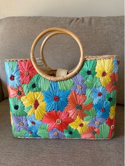 Raffia Flower Tote