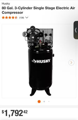 80 Gal. 3-Cylinder Single Stage Electric Air Compressor