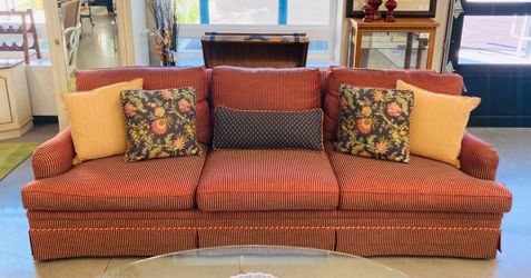 Vintage TRS Furniture 3-Seater Sofa – High Quality Red & Cream Stripe