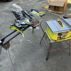 Ryobi 8” Miter Saw With Stand And 7 1/4” Table Saw
