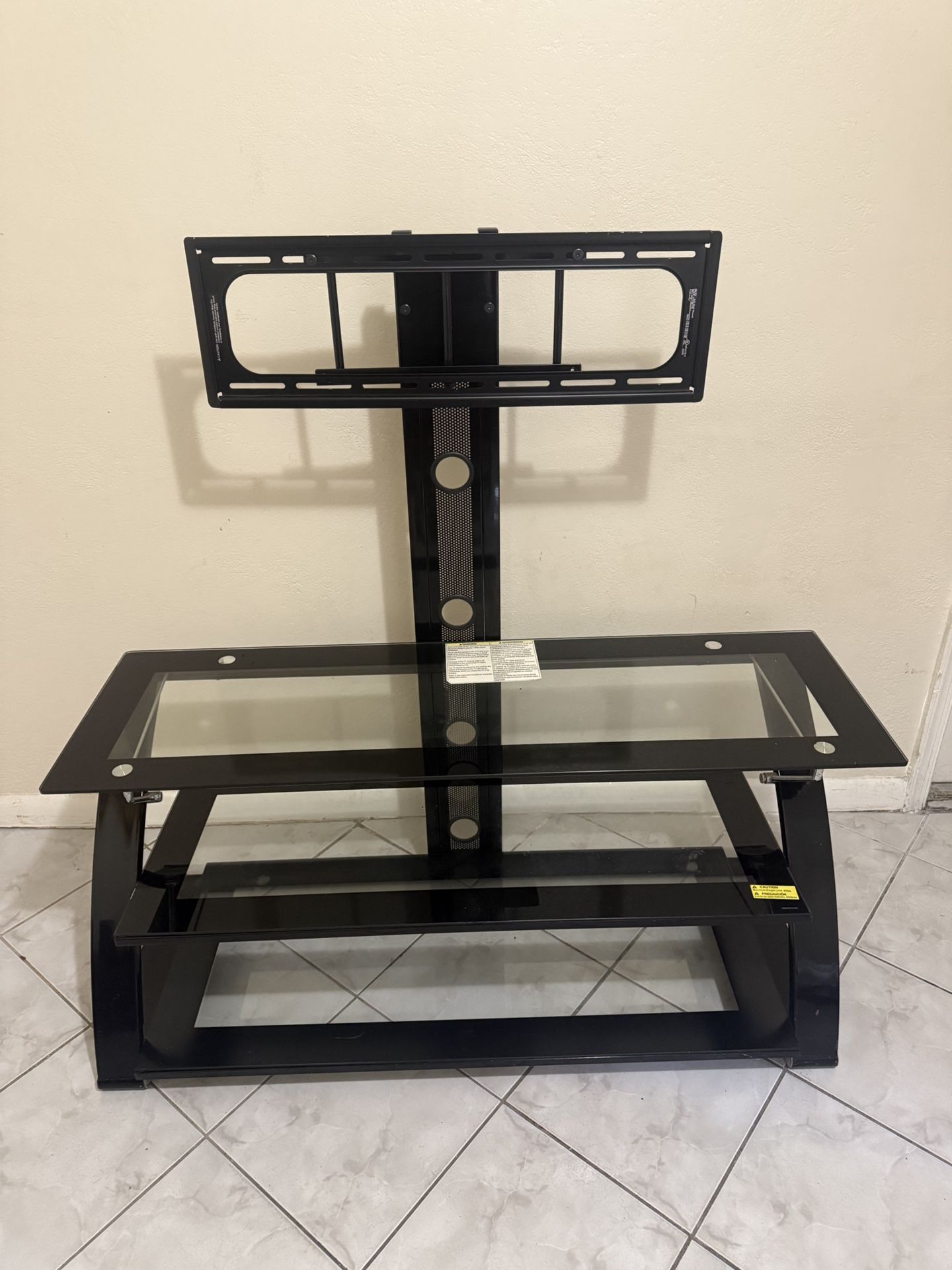Black Glass Tv Stand With Mount