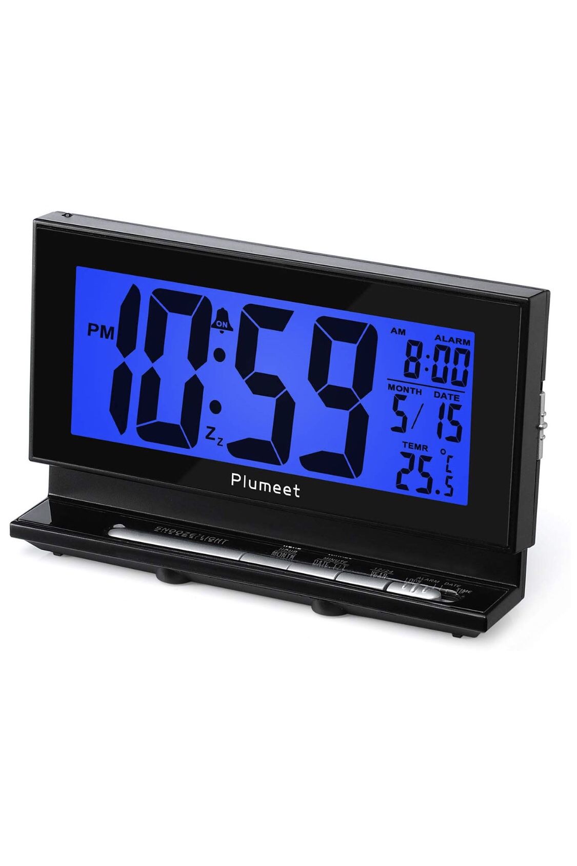 Brand-new!!! Auto-Night Light Clock, Digital Alarm Clock Large LCD Display with Low High Dimmer Backlight, Temperature, Calendar, Ascending Sound & S