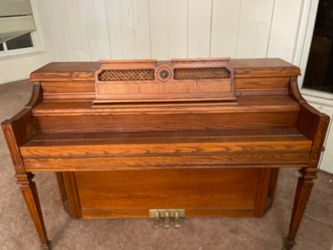 Antique Upright Piano Warm Wood Finish