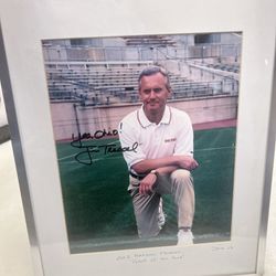 Jim Tressel Autographed “Yea Ohio” 8x10 Framed Picture.  Frame Is 11x14” 