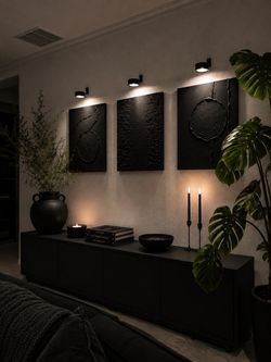 Black Wall Art | 20” x 24” Handmade Abstract Art LED Lights Included