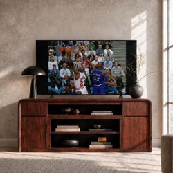 70”TV Stand Modern Brown Wood Media Console with Drawers and Doors Open Storage Shelves(Up to 80”TVs)
