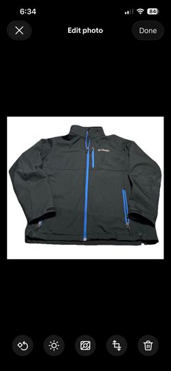 Columbia Ascender WM6044 Soft Shell Jacket Zip Pockets Men’s Lg Black/Blue Read