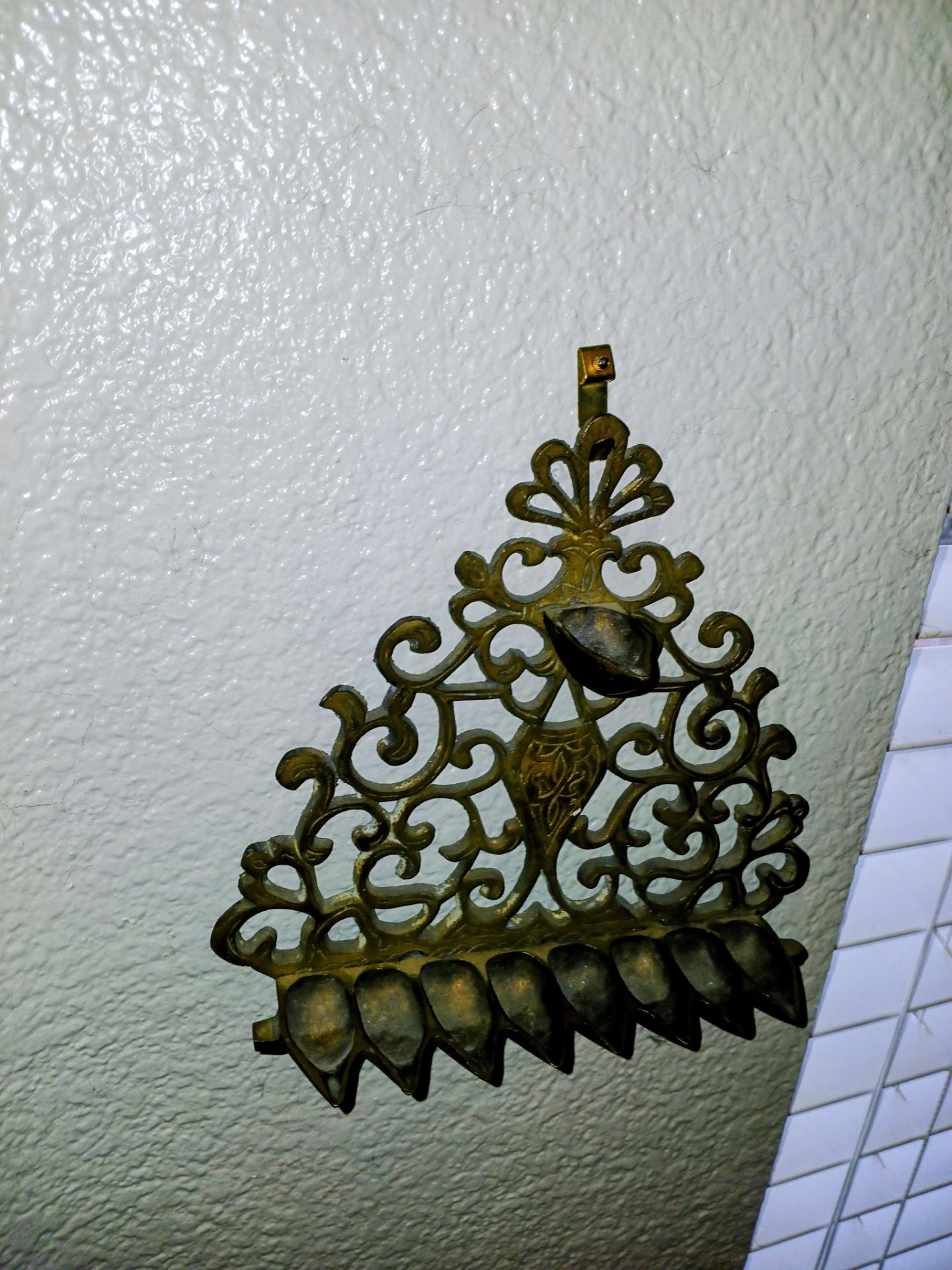 Vintage Hanukkah Oil Lamp Menorah