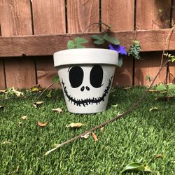 Jack Skellington Painted Terra Cotta Pot