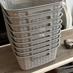 Nine  12”x14” grey sterilite tubs great for organizing $30