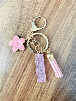 Pink Glittering Keychain Letter I