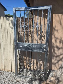 Wrought Iron Security Door with Scroll Design