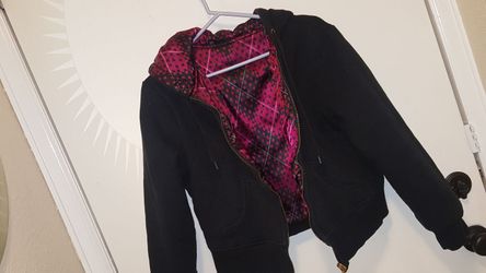 Pink/ black reversible hoodie jacket