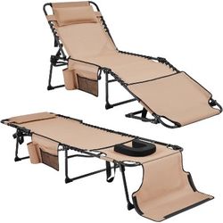 Removable Cushion with Face Hole Outdoor Folding Tanning Chair