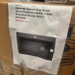 Blanco DIAMOND Silgranit Dual Mount Granite Composite 33.5 in. 1-Hole Single Bowl Kitchen Sink in Anthracite