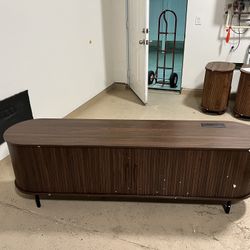 NEW walnut 69 inch TV stand with power outlet