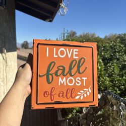 🍂 “I Love Fall Most of All” Metal Sign – Autumn Home Décor 🎃