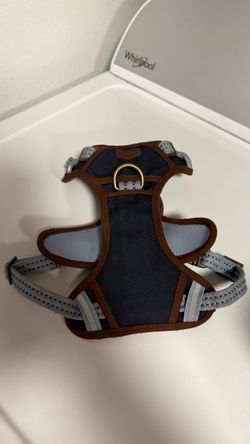 Dog Harness Navy Blue Brown Trim