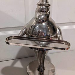 Beautiful XL Pottery Barn Santa Baby Silver Art Deco Style Vintage Christmas Collectible Candle Holder!!