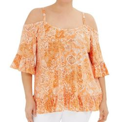 Michael Kors Paisley Print Jersey Cold-Shoulder Top