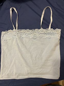 Light blue Lace Trim Cami Tank Top