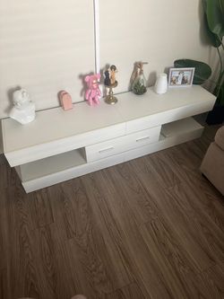 White Low-Profile TV Stand with Drawers
