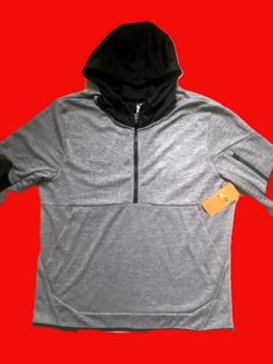 Champion Duo Dry Gray Black Hoodie 1/2 Zip Kangaroo Pocket Arm Thumb Holes Size Sz Men’s L New NWT