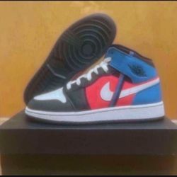 Nike Air Jordan 1 Mid Tri Color Ribbons GS Sz 6Y/7.5W Brand New