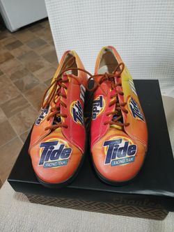 Vintage 1990 NASCAR T I D E Racing Team Leather Shoes Size 7 1/2 Number 10 Icon Made In USA Excellent Condition Women's Size Seven And A Half