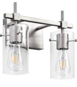 2 Light Wall Scone Vintage Vanity Light Fixtures Brushed Nickel Wall Light for Bathroom Lights