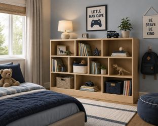 Bookshelf, 3-Tier Open Shelf Bookcase, 10 Cube Storage Organizer with Anti-Tilt Device, Freestanding Horizontal Bookshelf Cube Shelf for Bedroom, Livi