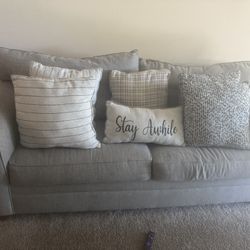 Grey Couch With Pillows (DOES NOT HAVE BED Pull Out)