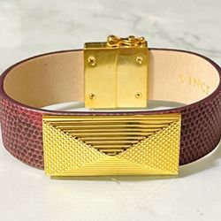 Vince Camuto Faux Red Snakeskin & Gold Unisex Bracelet 