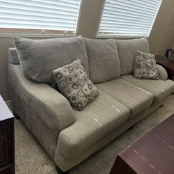 Super Comfy, Contemporary Styled Couch With Coffee Table And End Table Set.