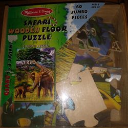 Melissa & Doug safari wooden floor puzzle 60 jumbo pieces 2' by 3'