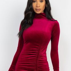 Wine Long Sleeve Dress