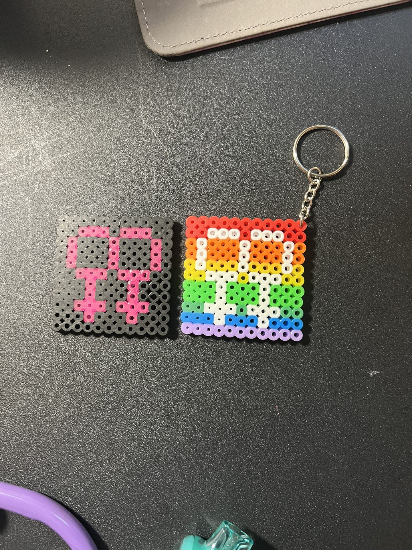 Perler Beads Lesbian Pride Keychain And Magnet 