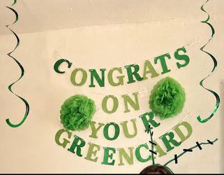 Green Card Celebration Decorations - Almost New!