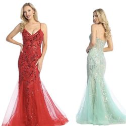 New With Tags Corset Beaded Mermaid Long Formal Dress & Prom Dress $275