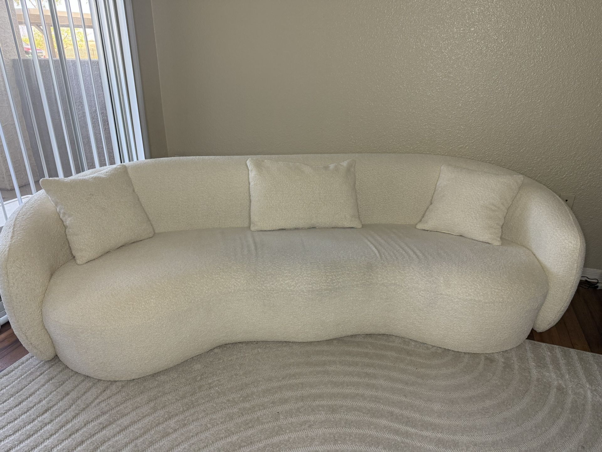 Modern Curvy Beige/White Couch