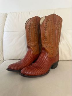 Vintage Dan Post Teju Lizard Cowboy Boots, USA Made, Men’s 11,5D