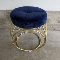 Blue Velvet Accent Stool / Ottoman